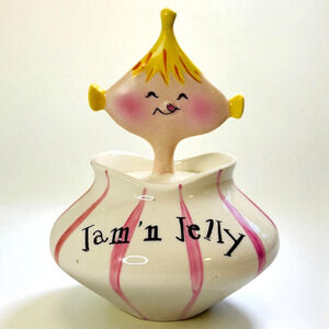 Holt Howard Pixieware Jam 'n Jelly Condiment Jar Spoon Lid Vintage 1958 Repaired
